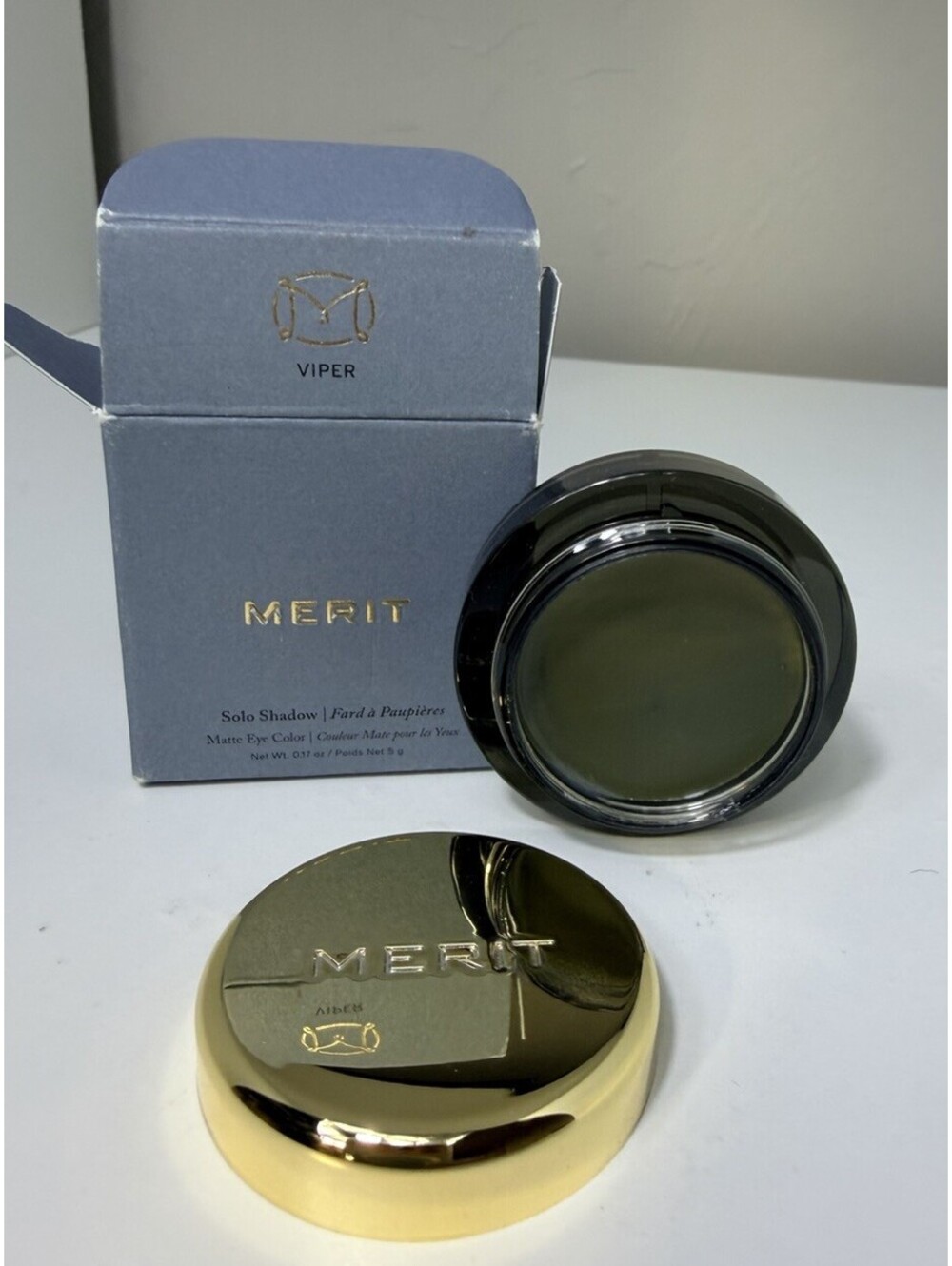 Merit Solo Shadow Cream-to-Powder Soft Matte Eyeshadow, Viper, 0.17 oz, New